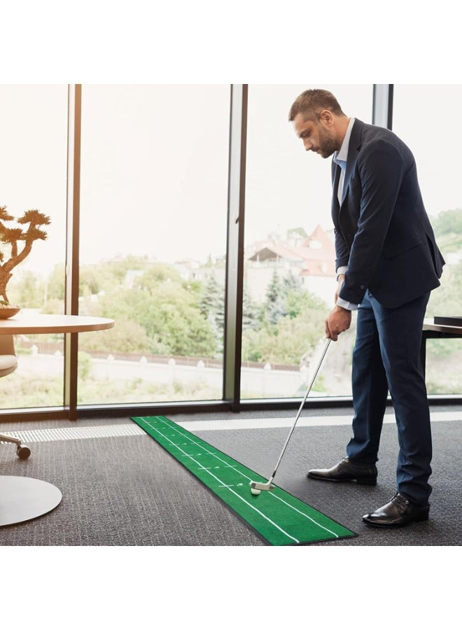 Golf Putting Mat Indoor & Outdoor Professional Golf Practice Putting Green Mat with Distance Marker Anti Slip Backing Golf Training Mat Golf Accessories Golf Portable Matt - Image 2
